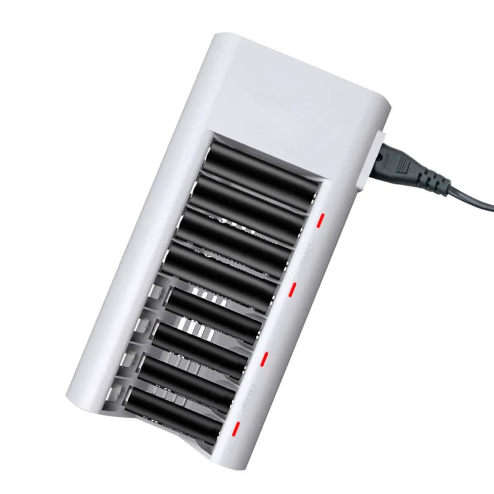 Caricabatterie Intelligente a 8 Prese con Dissipazione del Calore a 360 Gradi, Display LCD, Ricarica Rapida, Protezione di Sicurezza, Caricatore Automatico
