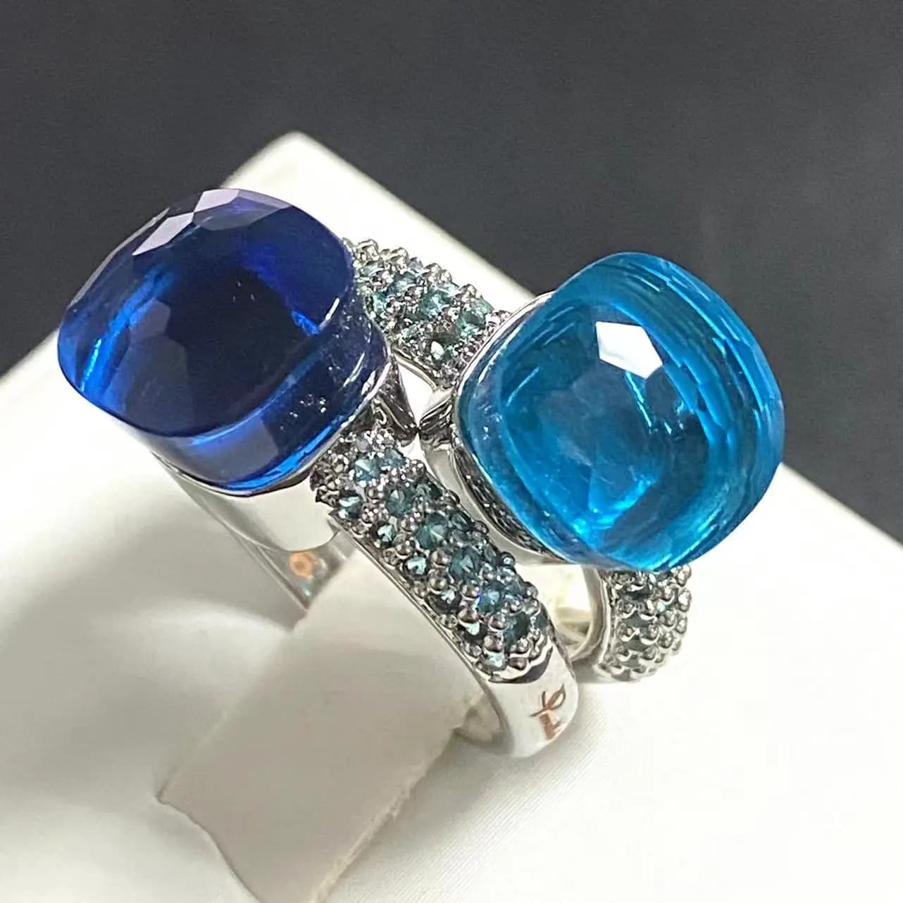 Classic ring 10.6 mm for woman inlaid zircone blue ring topazio blue ring crystal water drop of candy jewelry platinum-plated