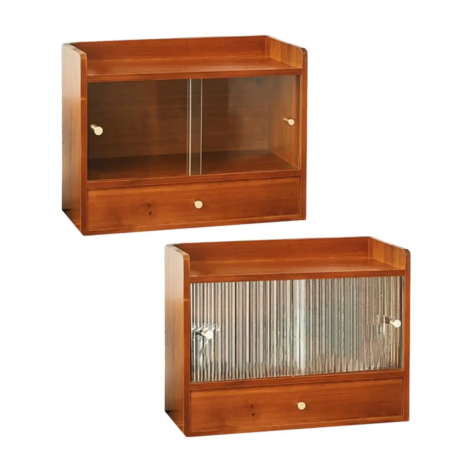 Cosmetics Organizer Makeup Organizer Multifunctional Drawer Compartment Tea Cup Storage Rack Wood for Figurines Countertop