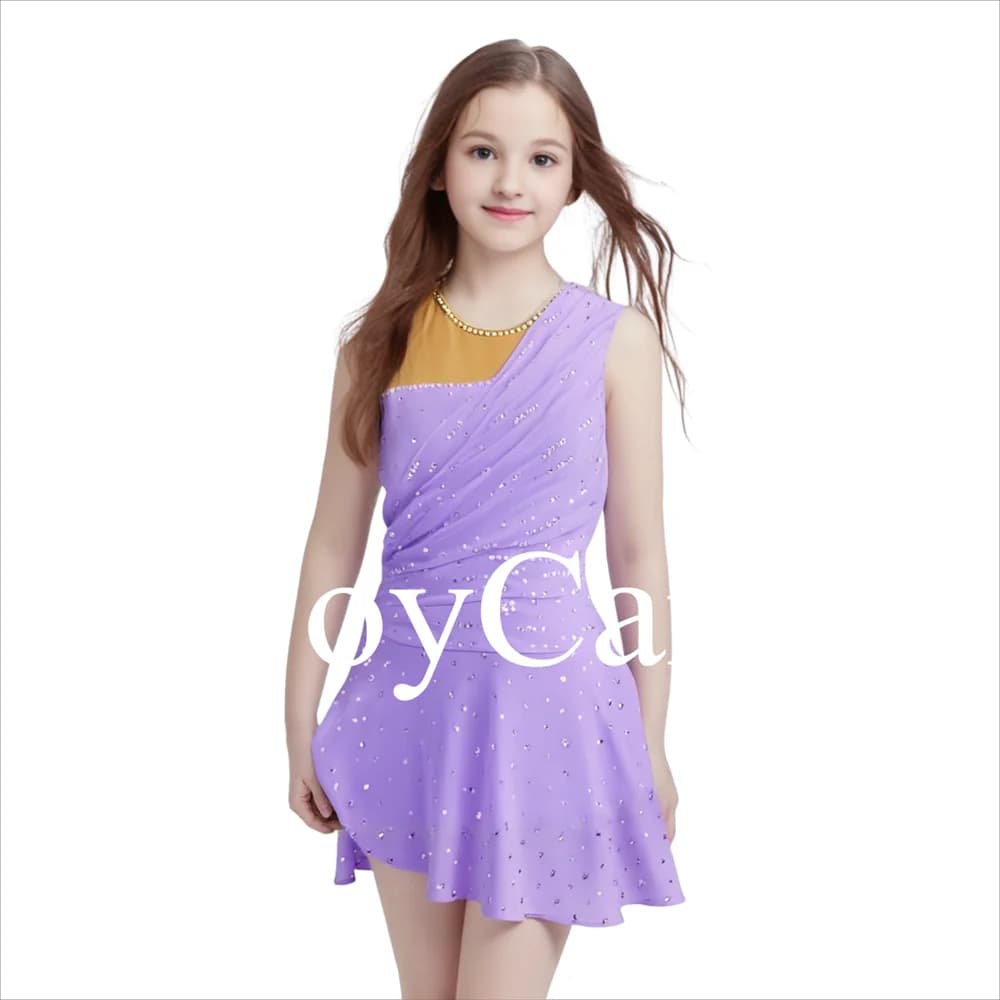 JoyCan Pattinaggio di Figura sul Ghiaccio Vestito da Ragazza Rosa Spandex Elastico Competizione Abbigliamento da Ballo Personalizzato BD758