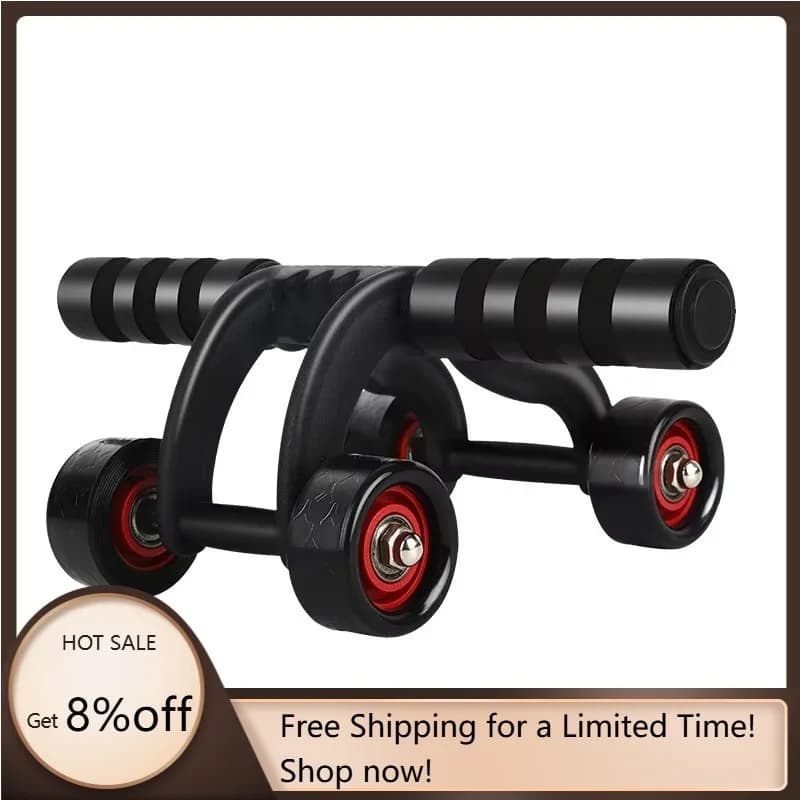 YTYIN Wheel for abdominal muscles 4 wheels Core Workout Muscle Ab Wheel Roller Trainer Sport Fitness equipment for women Men Black