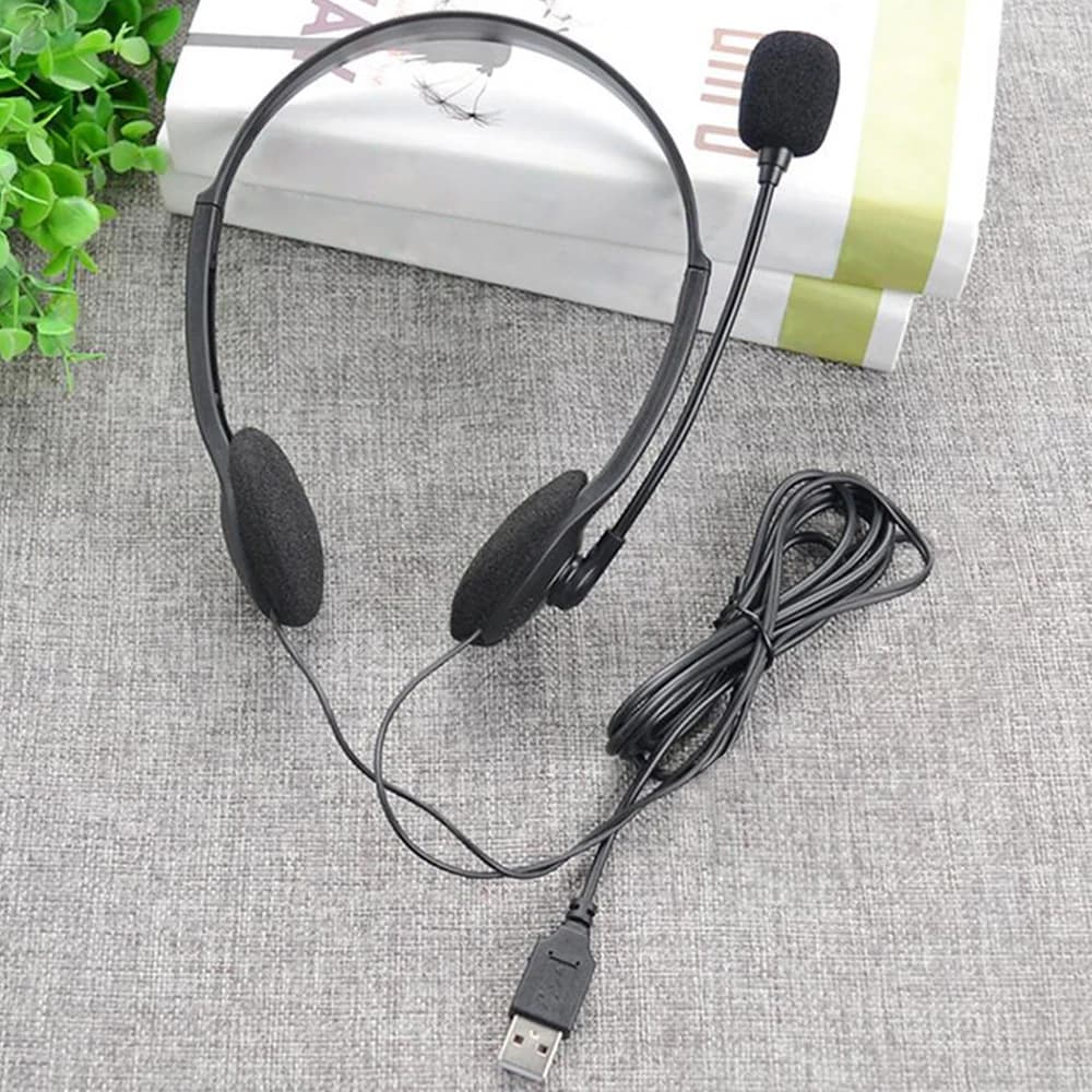 Headphones Wired USB Hearing Aids with Microphone Stereo earphones with Noise Cancellation for PC Laptop Call Center