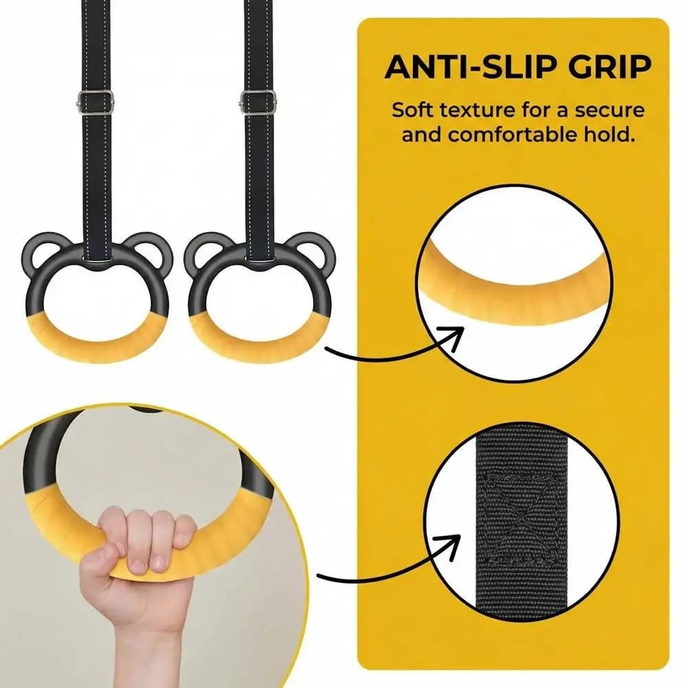With Straps Gymnastic Rings Non-Slip Durable Pull Up Bar Arm Strength Adjustable Straps Fitness Exercise Ring