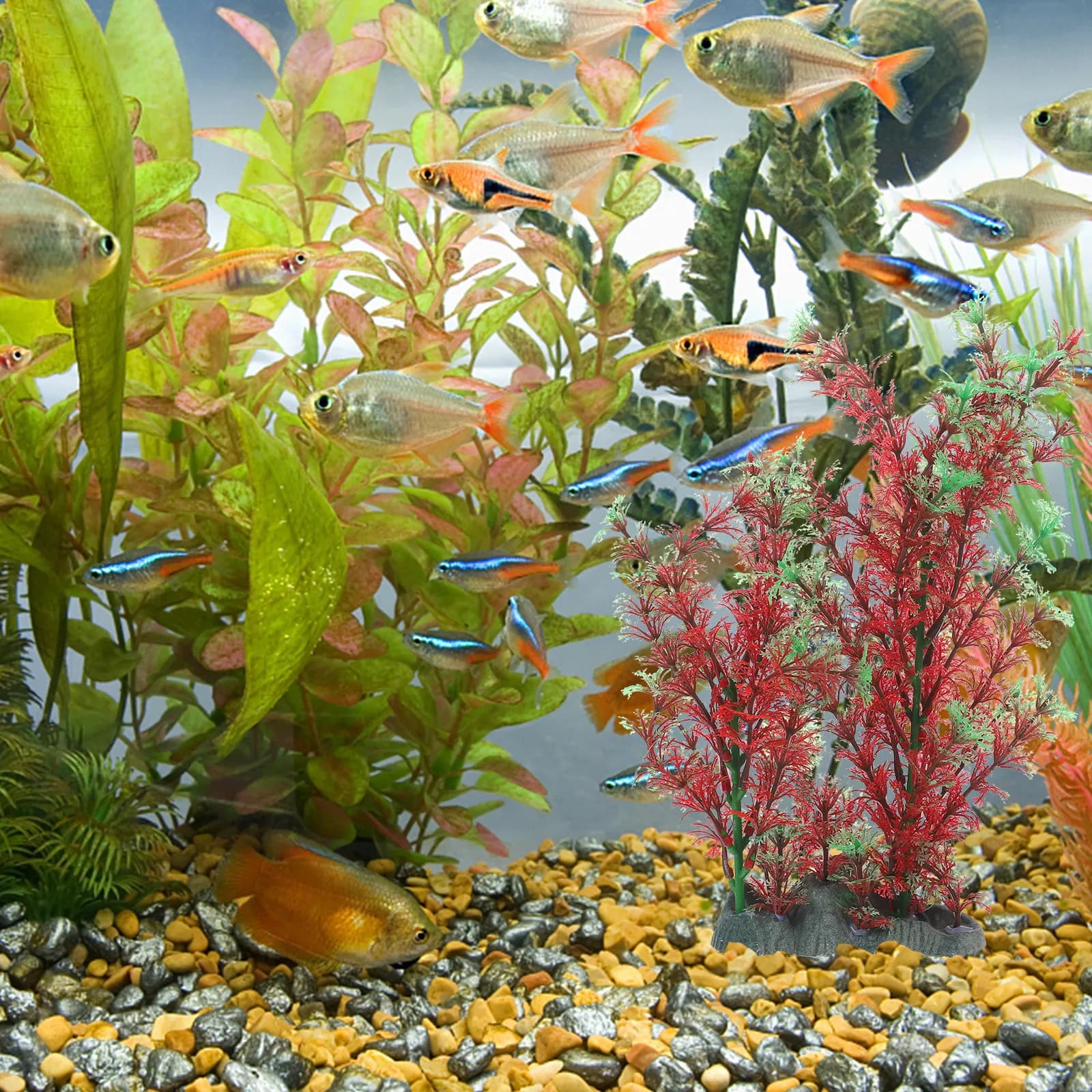 Aquatic Plant Fish Tank Decoration Artificial Plastic Fake Plant Landscape Ornament Suitable for Aquarium Reptile Cage Fish Tank