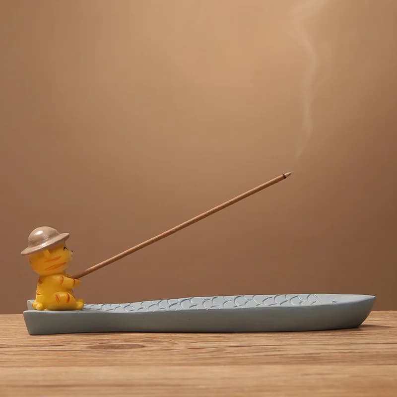 1Pc Forma di Barca Bruciatore di Bastoncini di Incenso Catcher di Cenere Titolare di Incenso Piatto di Aromaterapia Panda Figurine per la Decorazione della Casa Spa