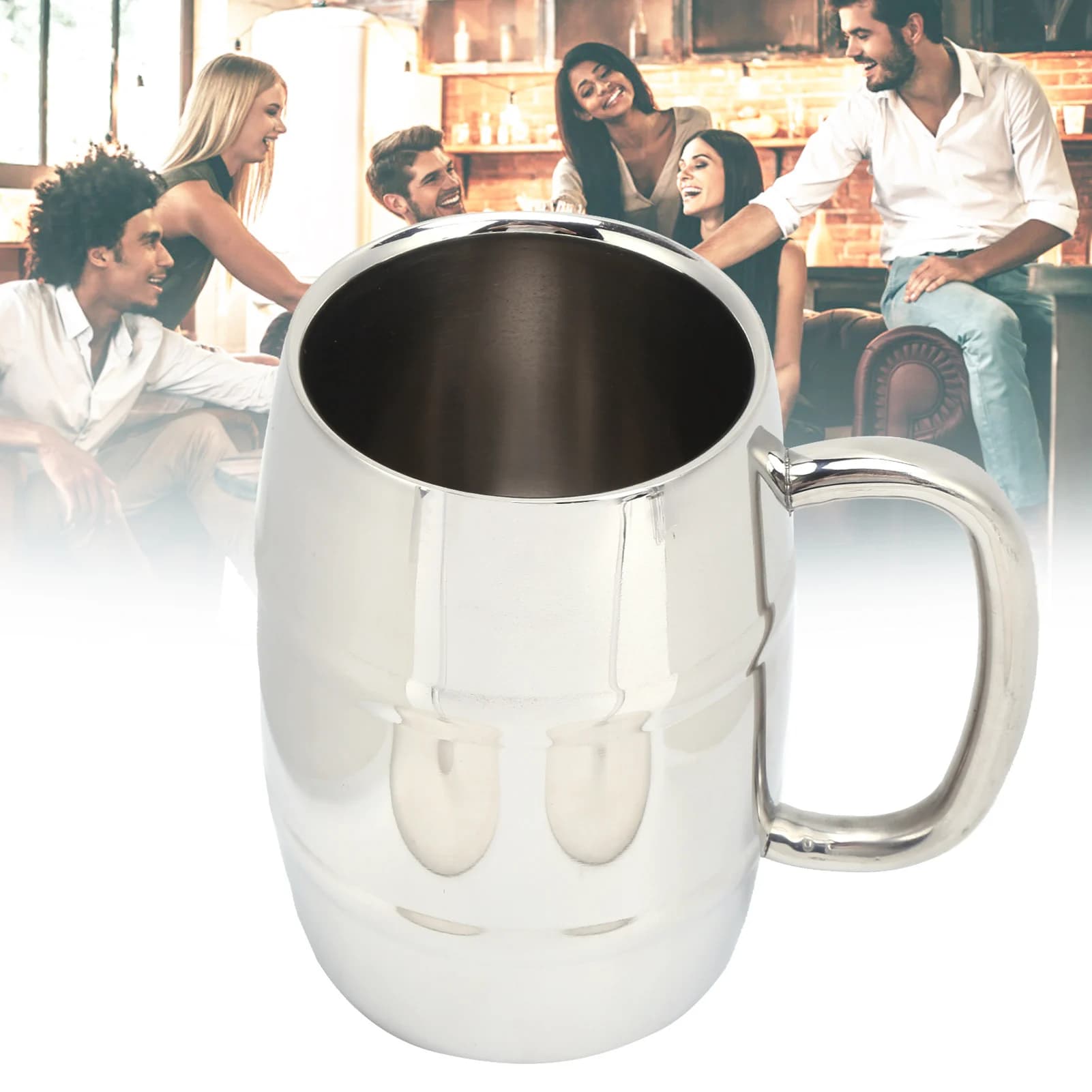 Boccale di birra a doppia parete grande botte di whisky da 550 ml tazza di latte in acciaio inossidabile 304 per bevande calde e fredde