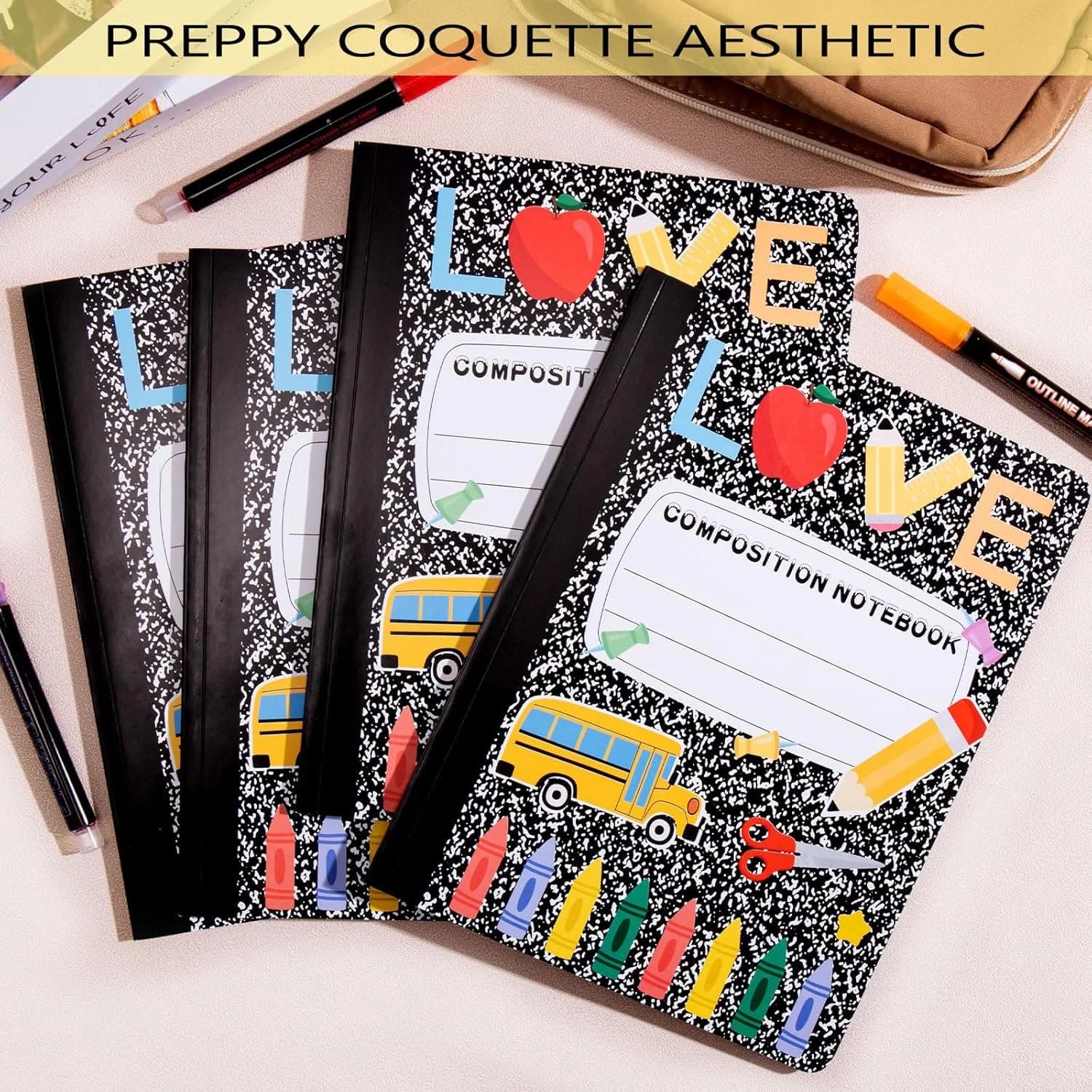 24*19 cm Marmo Arcobaleno Composizione Preppy Notebook College Carta a righe 80 pagine (40 fogli) Per ufficio Studente Planner Agenda