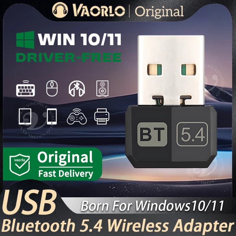 Adattatore Bluetooth 5.4 PC/laptop Ricevitore Bluetooth USB Dongle Adattatore per computer wireless per tastiera mouse Win10/11 Driver gratuito