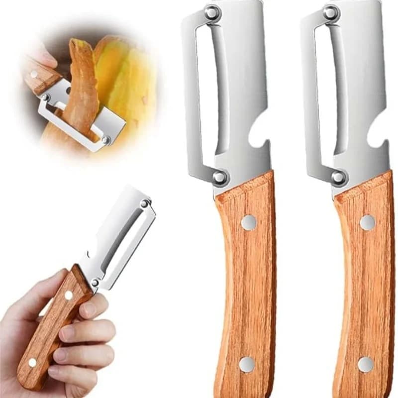 1/2/4 stainless steel padding with wooden handle to peel and slice fruits and vegetables | Durable and fluid operation