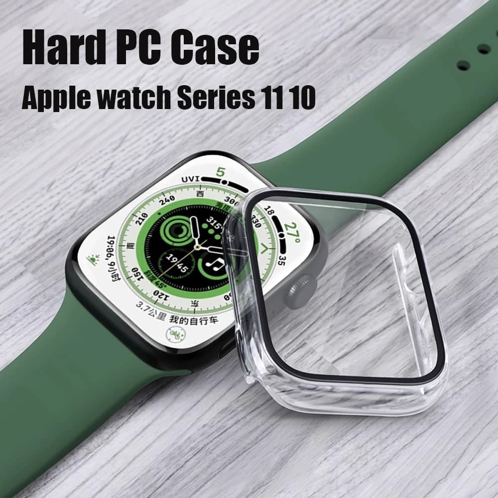 Protezione schermo per Apple Watch Case 11 10 46mm 42mm Accessori HD Vetro temperato PC Paraurti Cover iWatch Serie 11 Protettiva