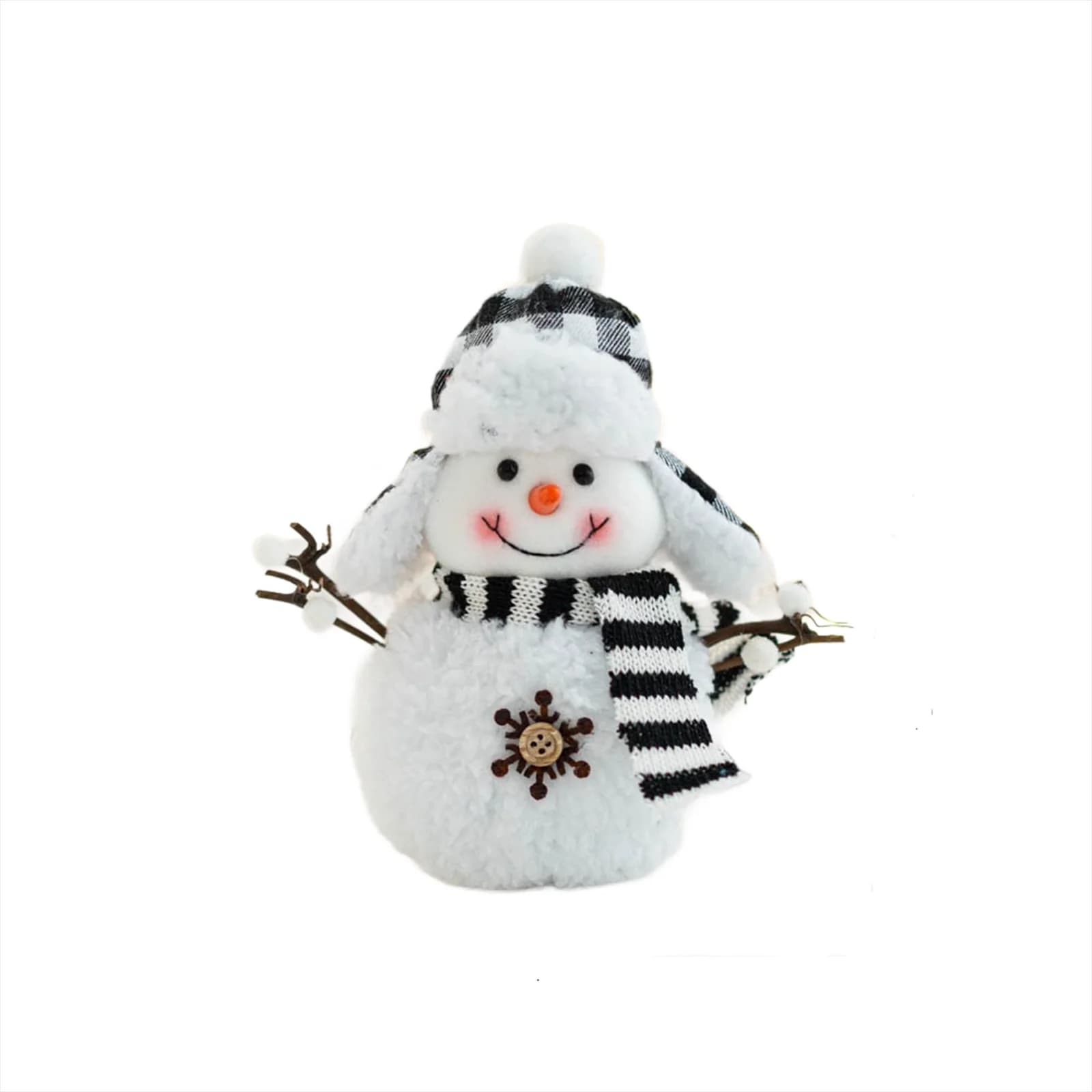 Pupazzo di neve di Natale Ornamento di peluche Simpatico pupazzo di neve Peluche per l'albero di Natale Desktop Home Holiday Decor