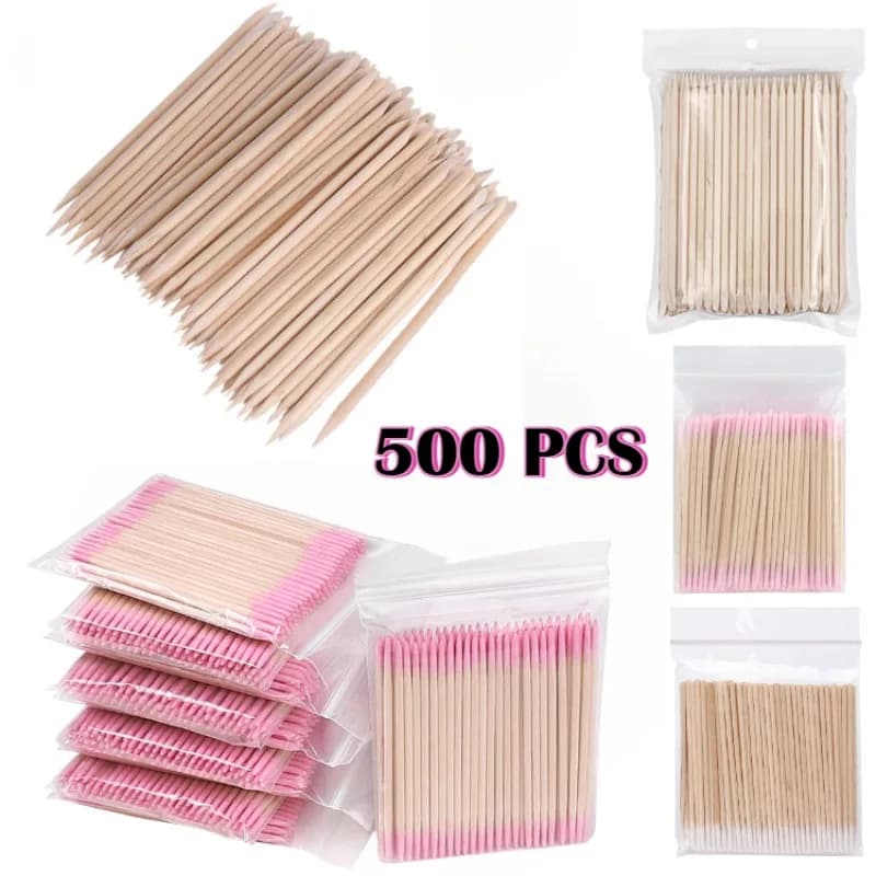 100-500 Pezzi Bastoncini in Legno Arancione a Doppia Punta per Cuticole, Strumenti per Pedicure e Manicure, 11,5 cm, Forniture Professionali per Saloni