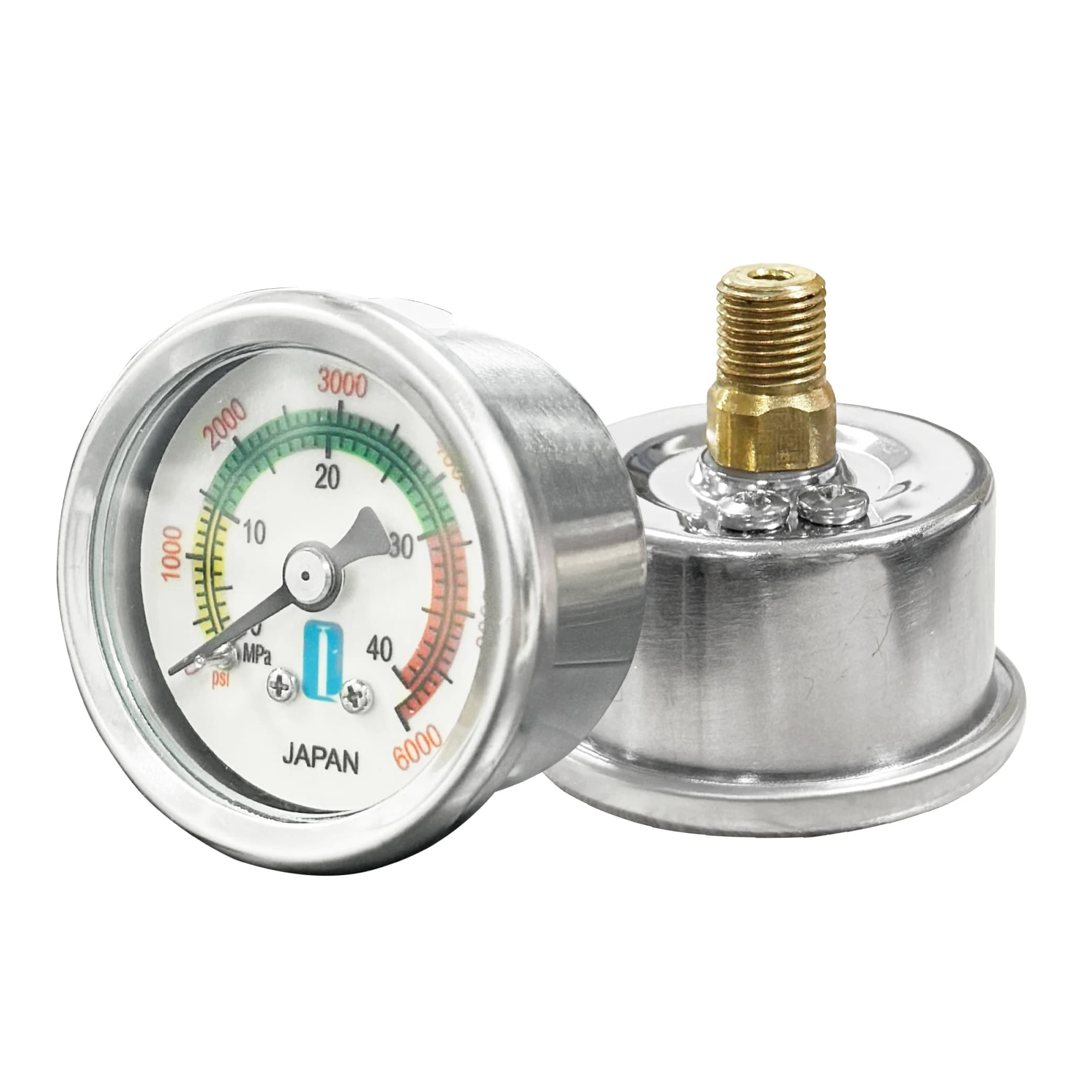 40MPa/400Bar/6000PSI Dual‑Scale Pressure Gauge M10 Axial Back Mount Thread Air Pressure Gauge Manometer for Air Pump/Compressor