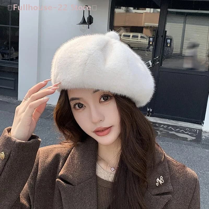 diMAX-22,Cappello Berretto Retro Autumn Women's Winter Style Hepburn Britannico, Hat by Artist Pittore, Berretto Caldo and Thickness in Pumpkin Shape Wool