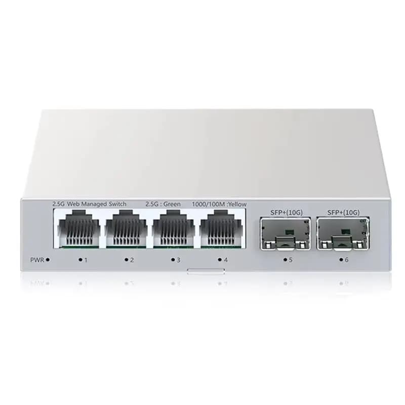 AU61-Home Lab Switch Ethernet Gestito Smart 2.5Gbe, 4 Porte RJ45, 2 Slot SFP+ 10G, EU-PLUG