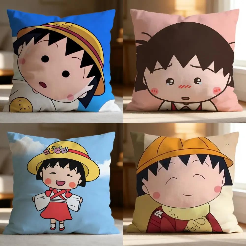 Federa Decorativa C-CChibi Maruko-chan alla Moda, Morbida e Lavabile, Multiuso per Divano, Letto, Viaggi e Ufficio