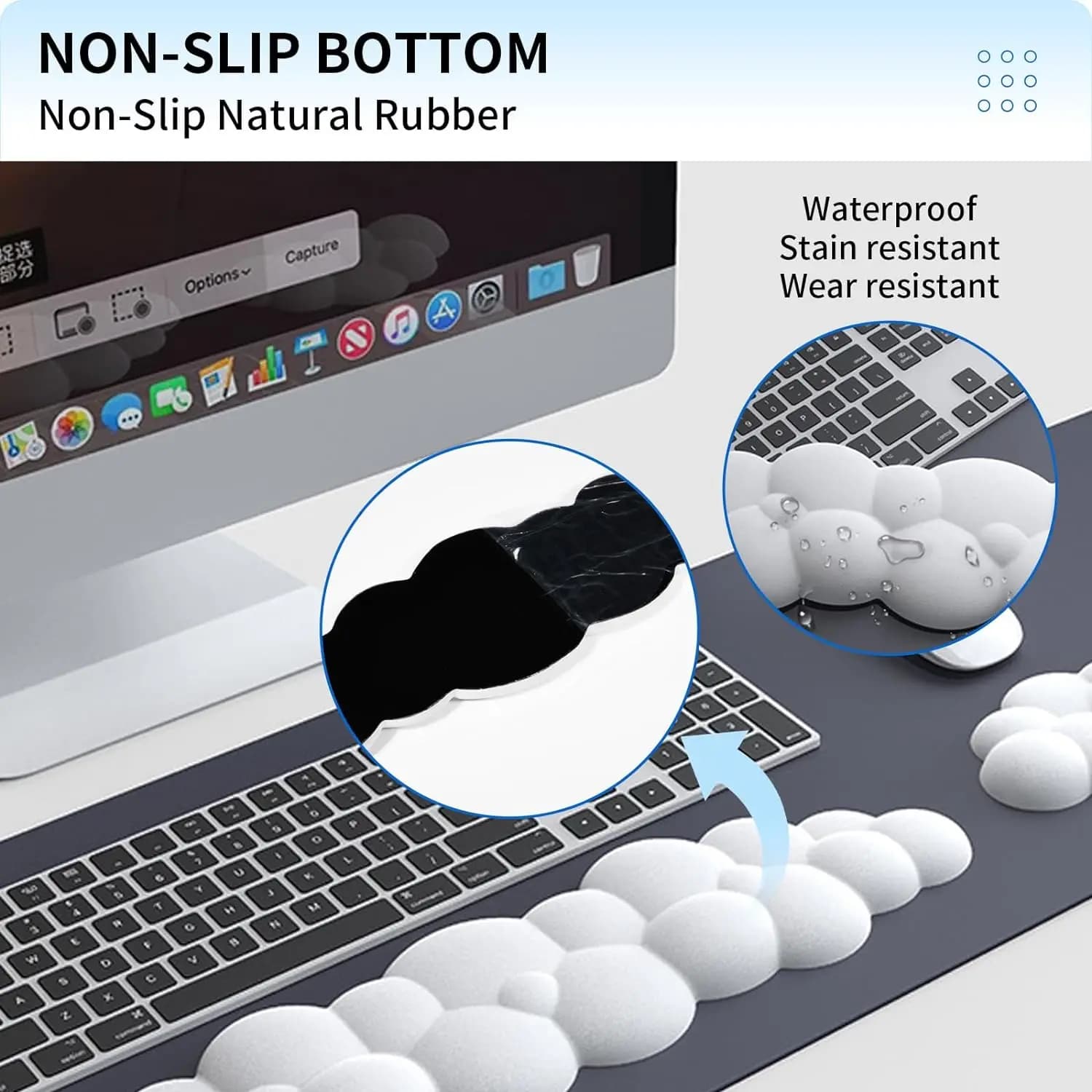 Soft PU Keyboard Cloud poggiapolsi tappetino per Mouse antiscivolo Pad ergonomico in Memory Foam per accessori per l'home Office