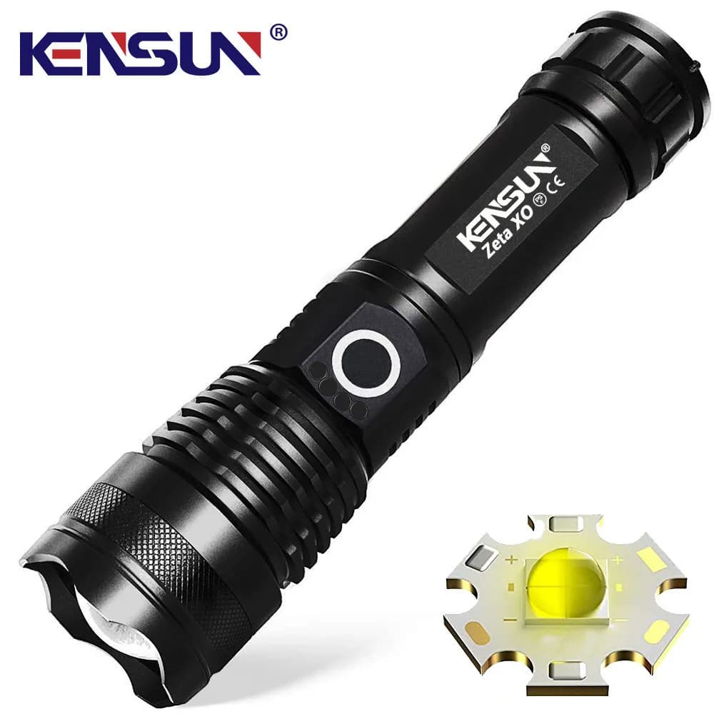 Torce più potenti Torcia XHP70 LED ad alta potenza Torcia super luminosa Lanterna zoomabile ricaricabile tramite USB per caccia in campeggio 26650