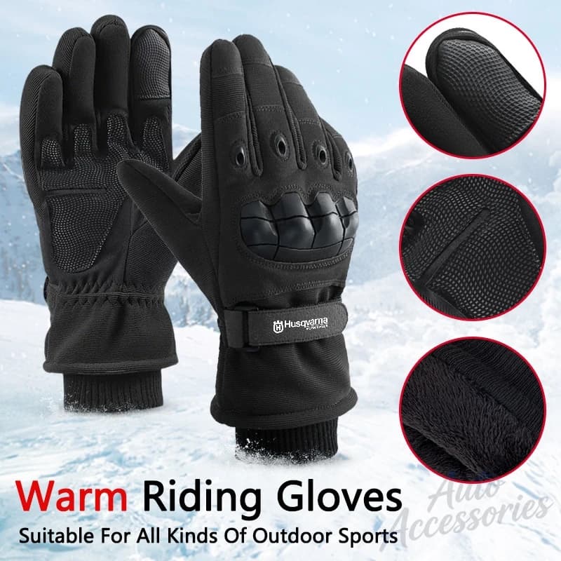 Guanti da moto invernali antifreddo da uomo, guanti da motocross di sicurezza, guanti sportivi touch-screen per esterni, ispessiti per Husqvarna
