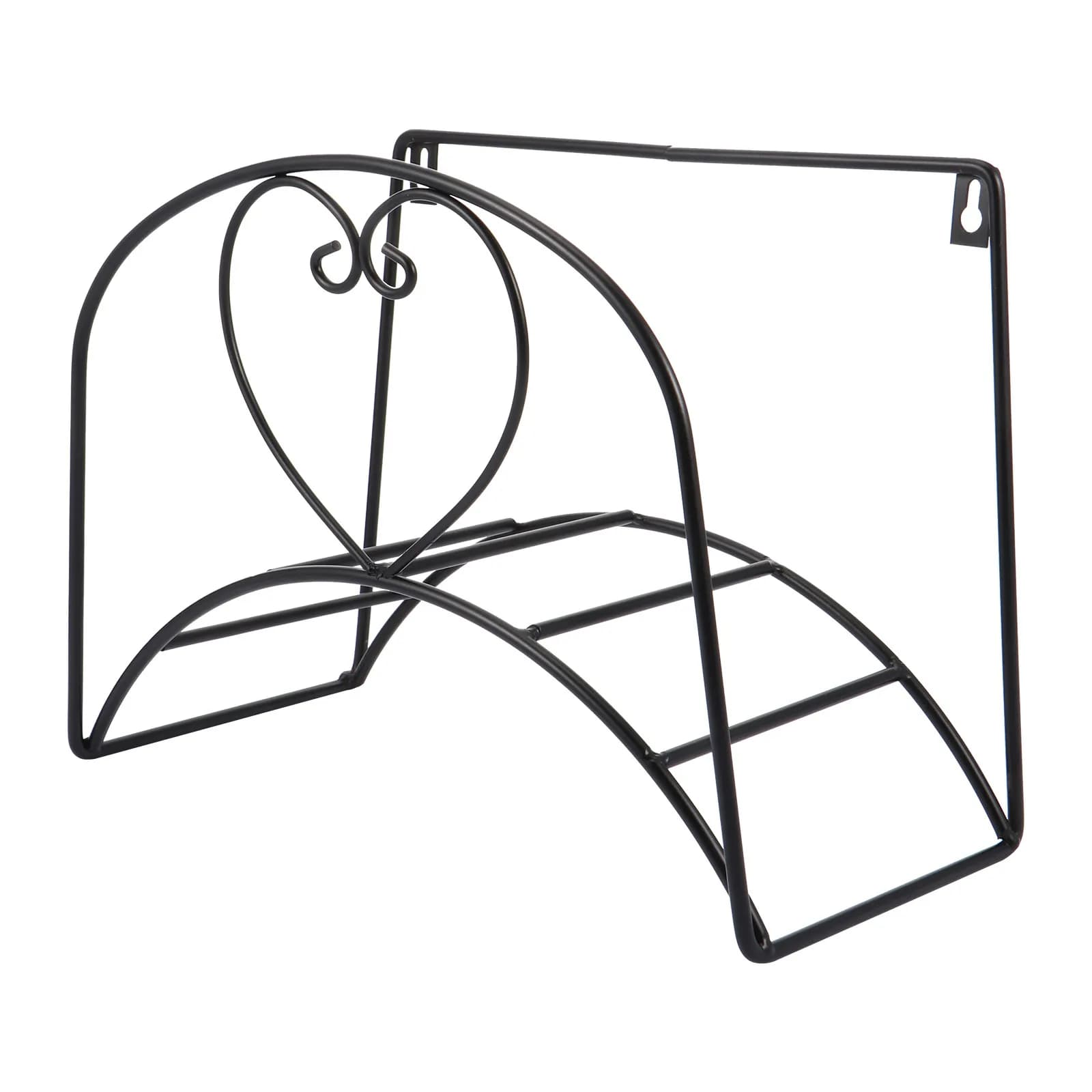 Heavy Duty Iron Garden Hose Holder Wall Mount Bracket Rustproof Cold Resistant Sun Proof Decorative Hose Storage Rack Black