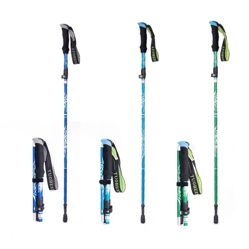 Aluminum Alloy Ultralight Foldable Trekking Stick Anti Shock Alpenstock Snow Walking Stick Trekking Stick For Outdoor Climbing