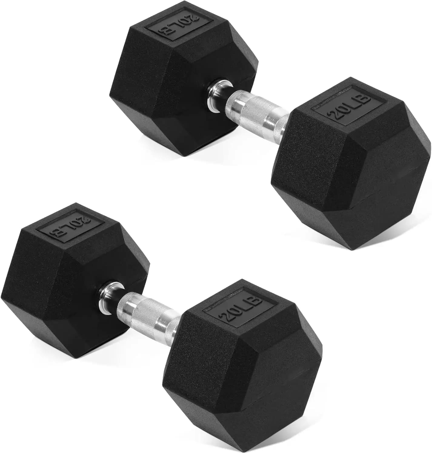 Hexagonal Manubrie Covered in Rubber for Exercises in Home Gym, Options from 5-50 LB (Couple)