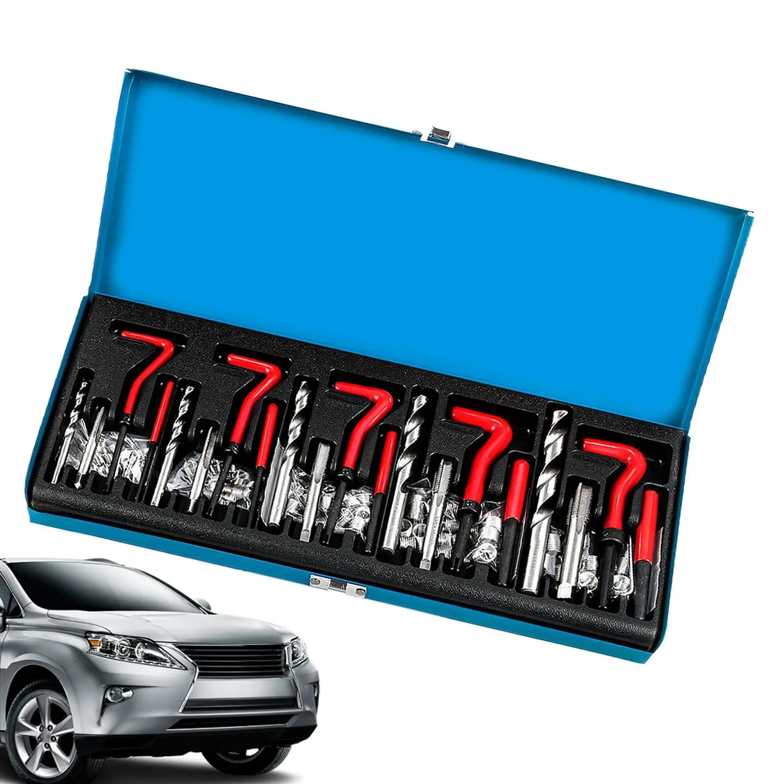 Repair kit motor lock threads, tools for damaged cylinder threads, set of tools for motor installation with spiral drill insert