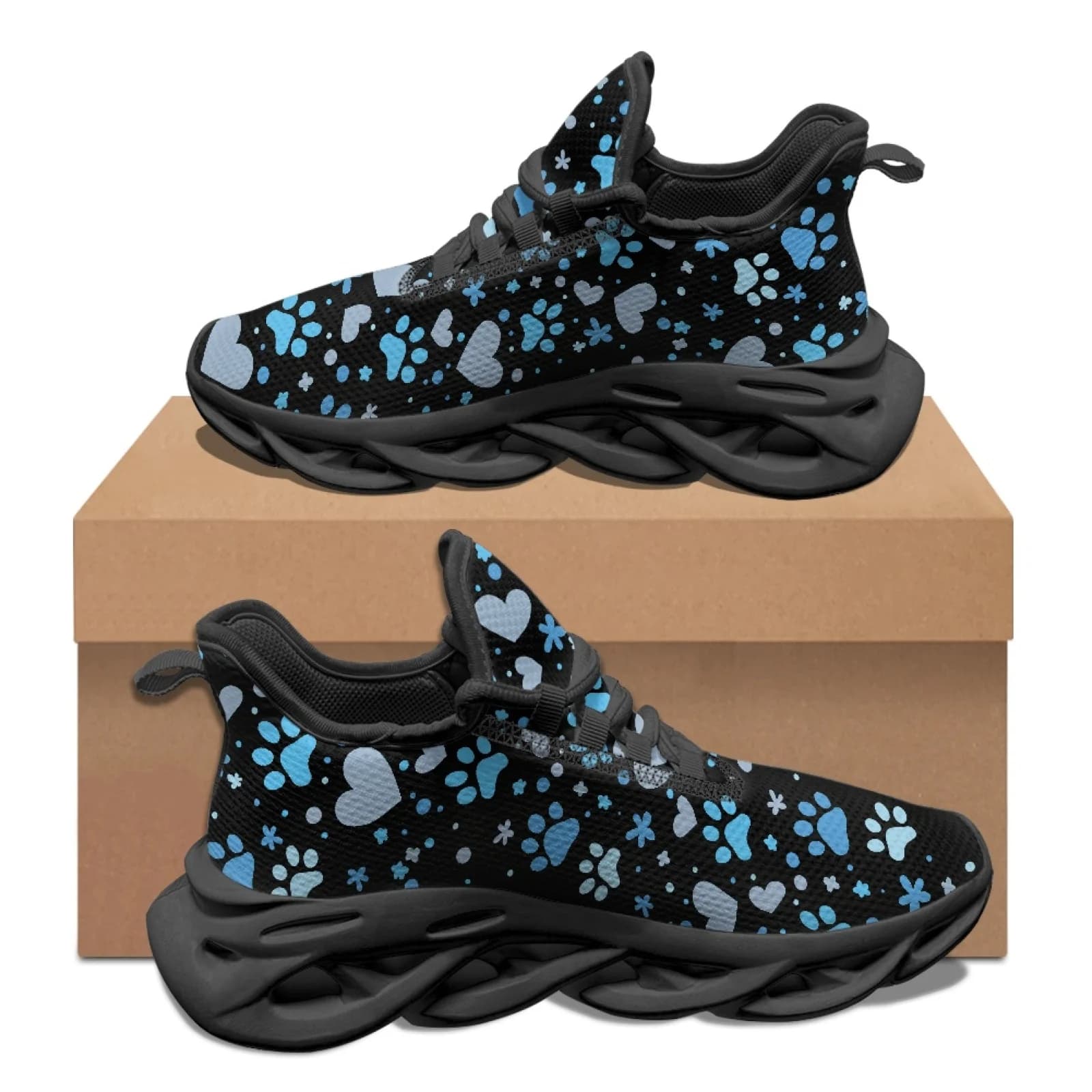 PENSTROLL Blue Paw Print Heart Casual Running Shoes for Men Mesh & EVA Men's Trail Running Shoes Men’s Blade Sneakers