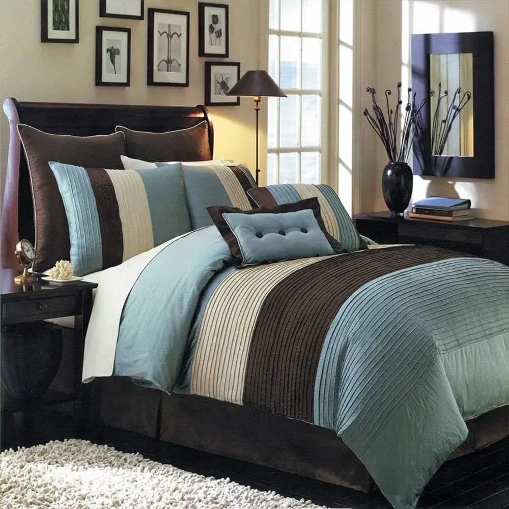 Teal Blue Ultra-Soft 12-Piece Comforter Set: Includes Comforter, Bed Skirt, Pillow Shams, Decorative Pillows, Flat Sheet, Fitted