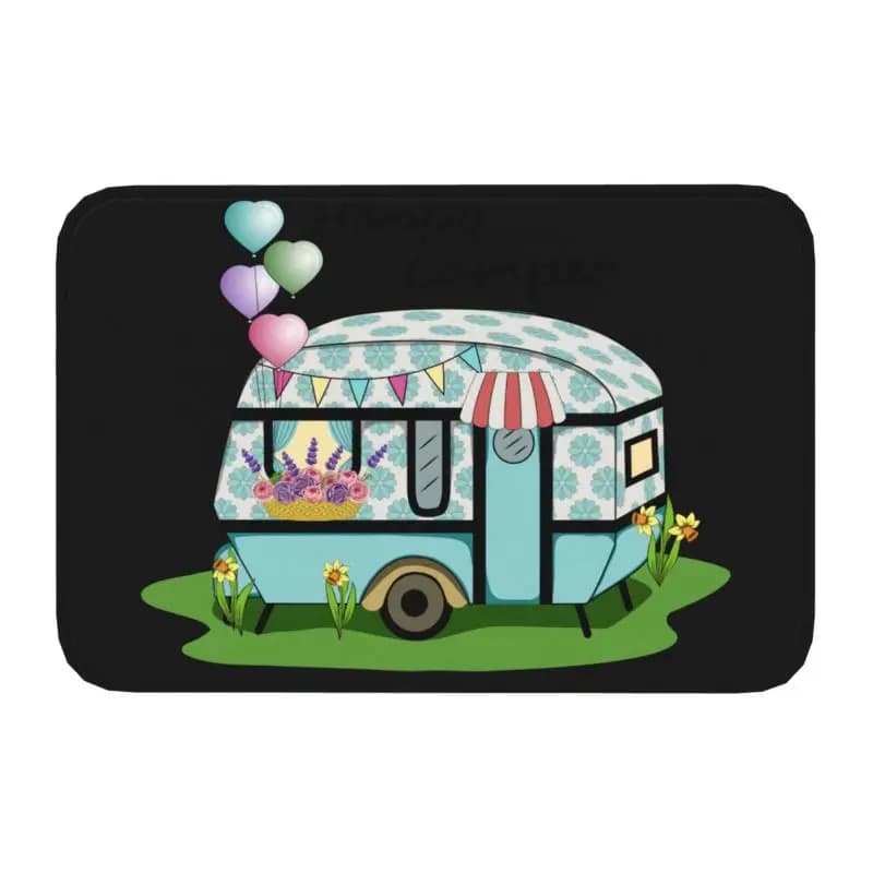 Custom Happy Camper Camping zerbino tappetino antiscivolo Cartoon Travel Car Adventure bagno cucina giardino tappeto tappeto 40*60cm