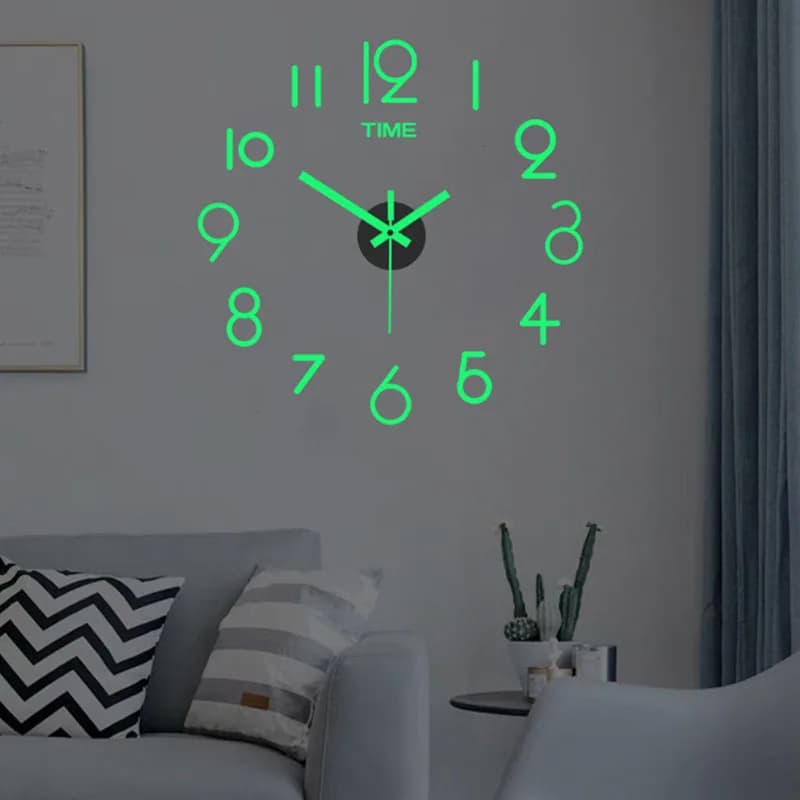 reloj de pared Orologio da parete luminoso Orologio al quarzo fai da te Orologi Adesivi a specchio acrilico Horloge Murale Decorazione della parete Decorazione della casa CALDA