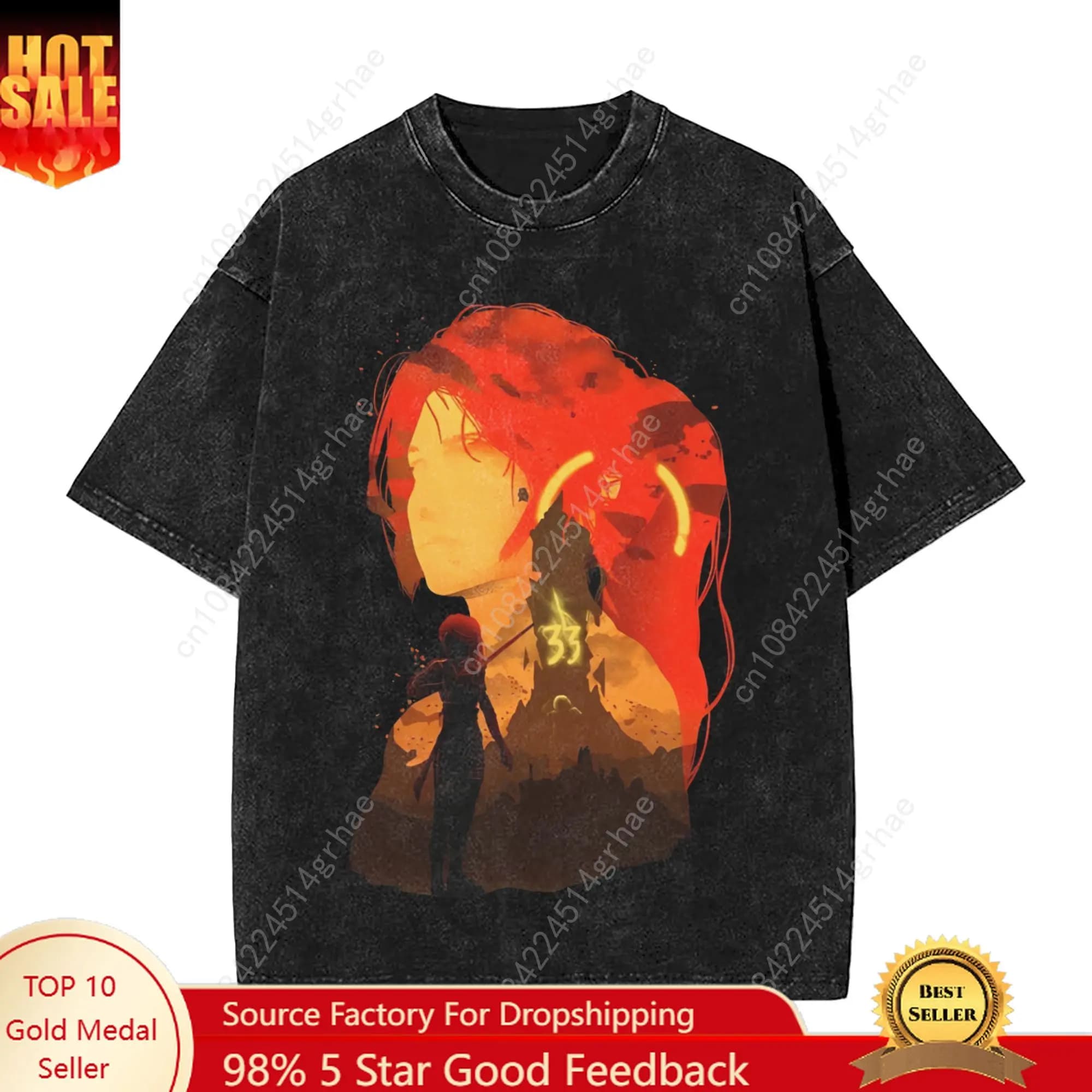 T-shirt uomo Clair Obscur Expedition 33 T-shirt lavate Hippie Gioco divertente T-shirt estive Street Style Abbigliamento casual Taglie forti