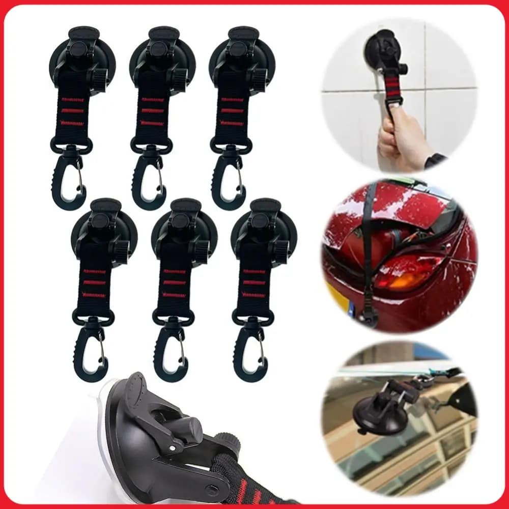 4/6Pcs Suction Cup Hooks with 360° Rotating Buckle Awning Suction Cups Versatile Suction Cup Hooks for Camping Tarp Accessory