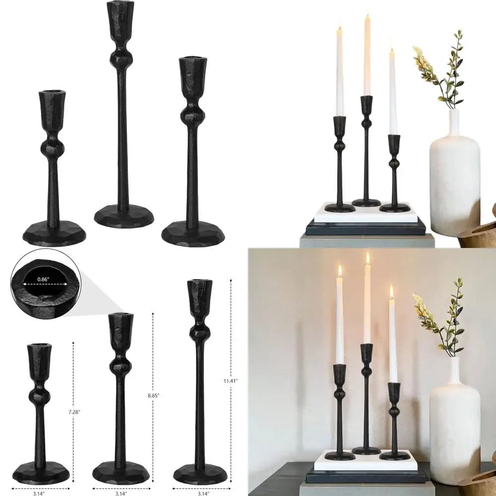 Set di 3 Eleganti Portacandele in Ferro per Uso Decorativo, Ideali per Matrimoni, Cene e Feste