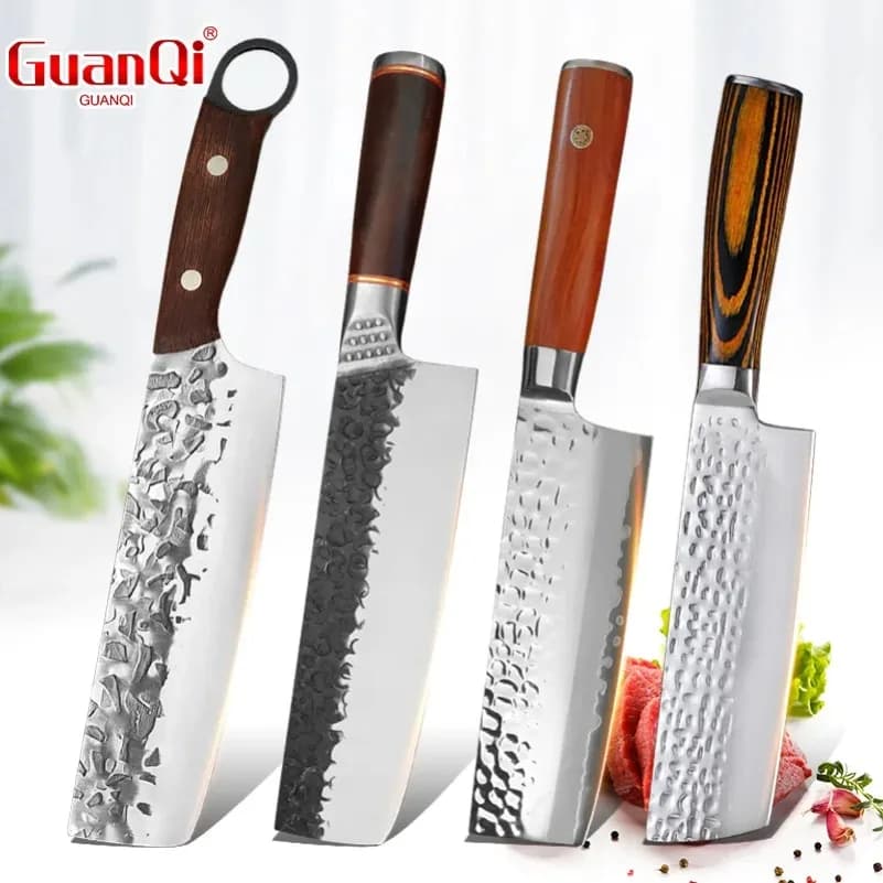Stainless Steel Knife Chef's Knife Meat to chop vegetables Multi-purpose knife Kitchen knife to slice meat Wooden kitchen knives Handle