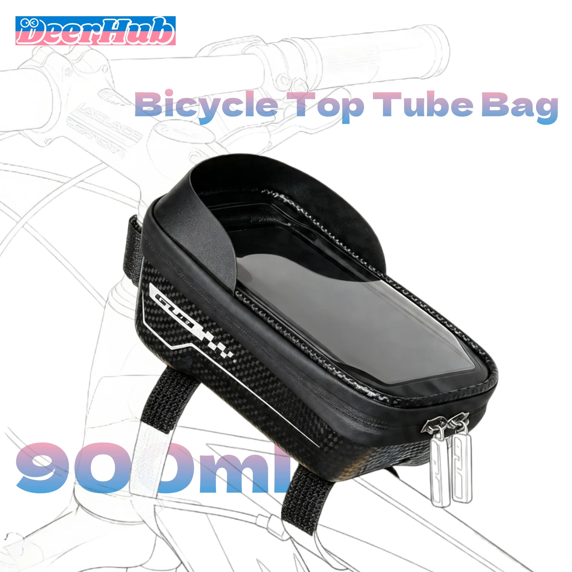 EVA Hard Shell Bike Top Tube Bag Flip Touch Screen With Sun Visor Waterproof Mountain Bicycle Phone Storage Frame Bag DeerHub