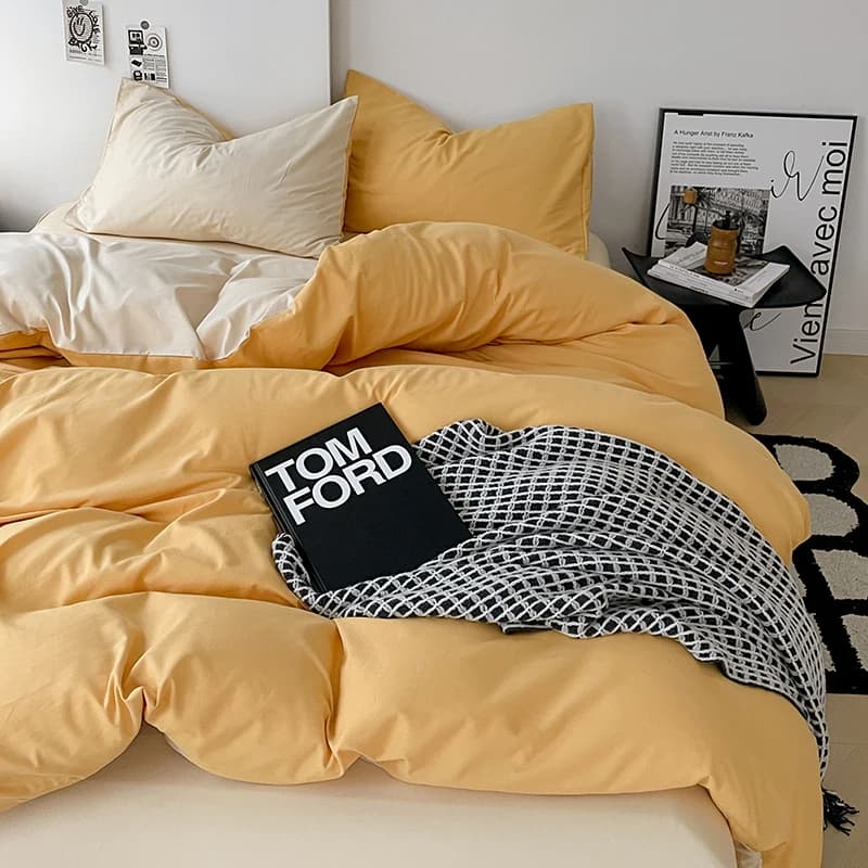 Simple Style Bed Linen Set with Soft Cover, Federa e Lenzuolo Tinta Unita per Camera by Boys and Girls