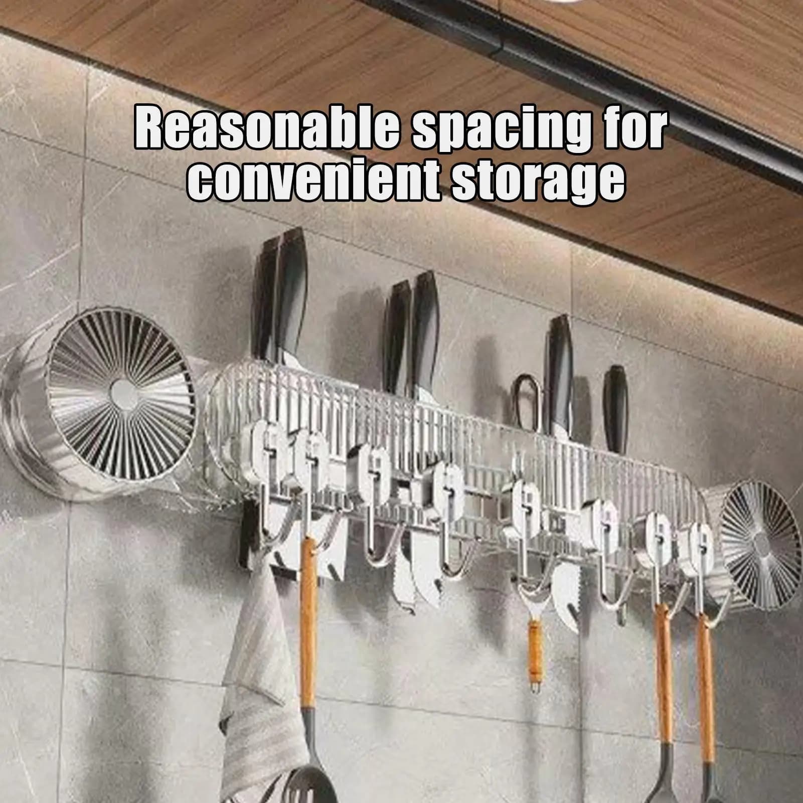 Cooking Utensil Organizer No-drill Acrylic Suction Cup Wall Mount Rack with 8 Hooks Kitchen Spatula Organizer for Spa Closet
