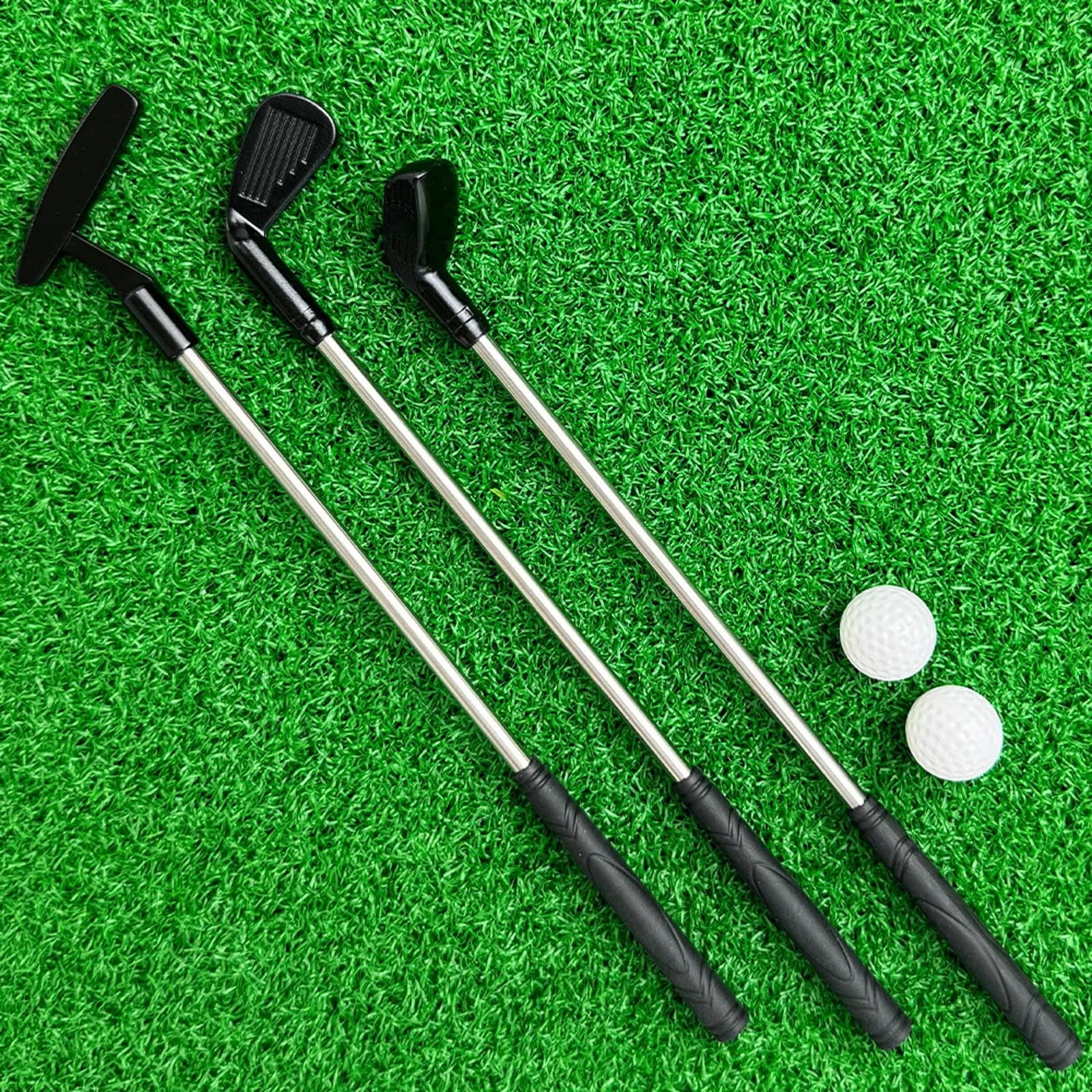 Adult Children Tabletop Games Set Stainless Steel Shaft Mini Golf Iron Putter Driver with 6pcs Balls