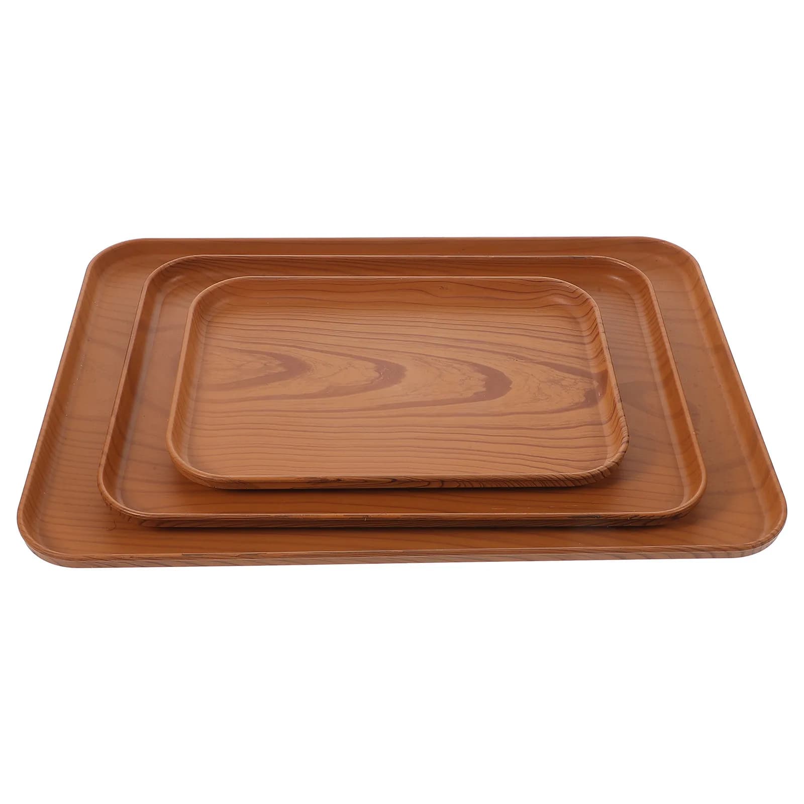 Set di 3 Vassoi Premium in Plastica con Design Effetto Legno, Porta Snack Multifunzione per Frutta Secca, Caramelle e Dessert