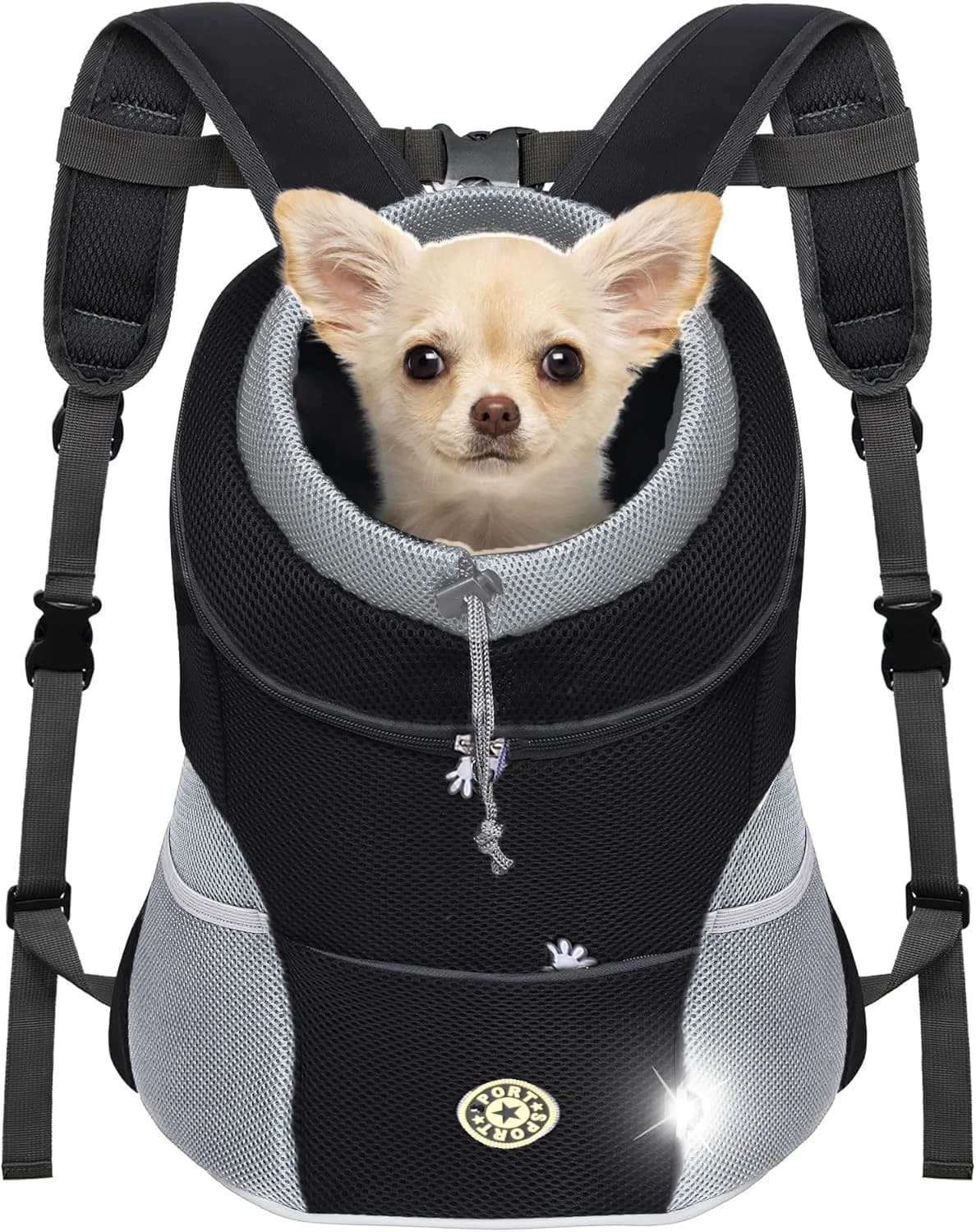 Zaino per animali domestici per cani e gatti di piccola taglia - Zaino da viaggio piegato sul davanti con rete di ventilazione e chiusura con cerniera simile alla imbracatura