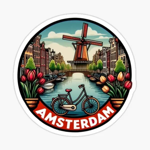Amsterdam 5PCS Stickers for Print Room 5PCS Stickers Living Room Funny Art Decor Water Bottles Wall Luggage Home Decorations C