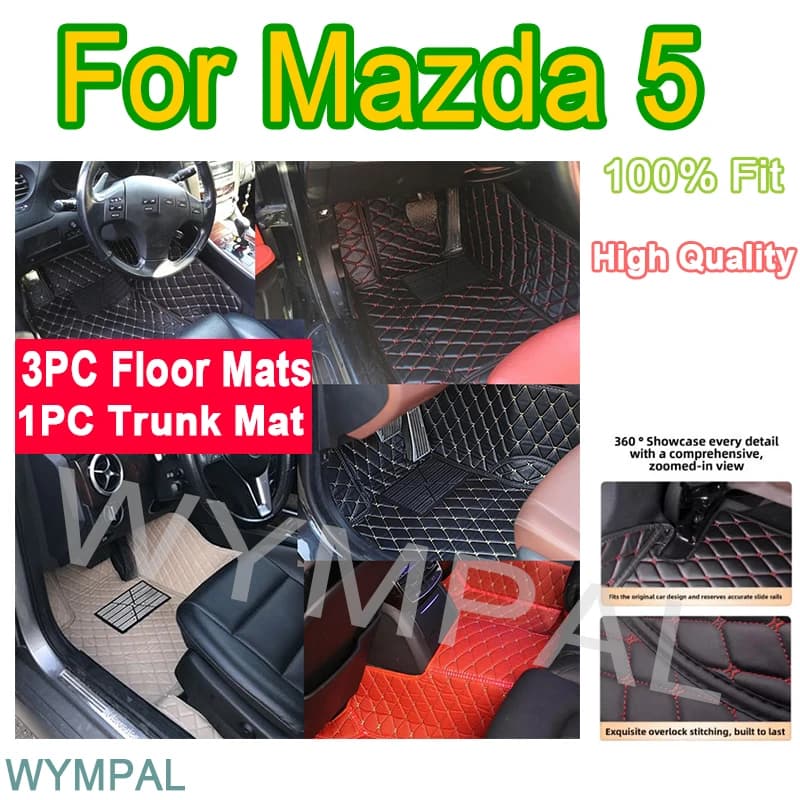 Customized Luxury Car Mats for Mazda 5 2008 2009 2010 2011 2012 2013 Women's Leather Car Mats Full Auto Cover Automotive