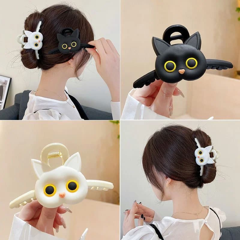 Fermaglio per capelli simpatico gatto Forcina grande per cartoni animati per donna Ragazza Stile dolce Gatto Croce Artiglio Clip Accessori per capelli moda
