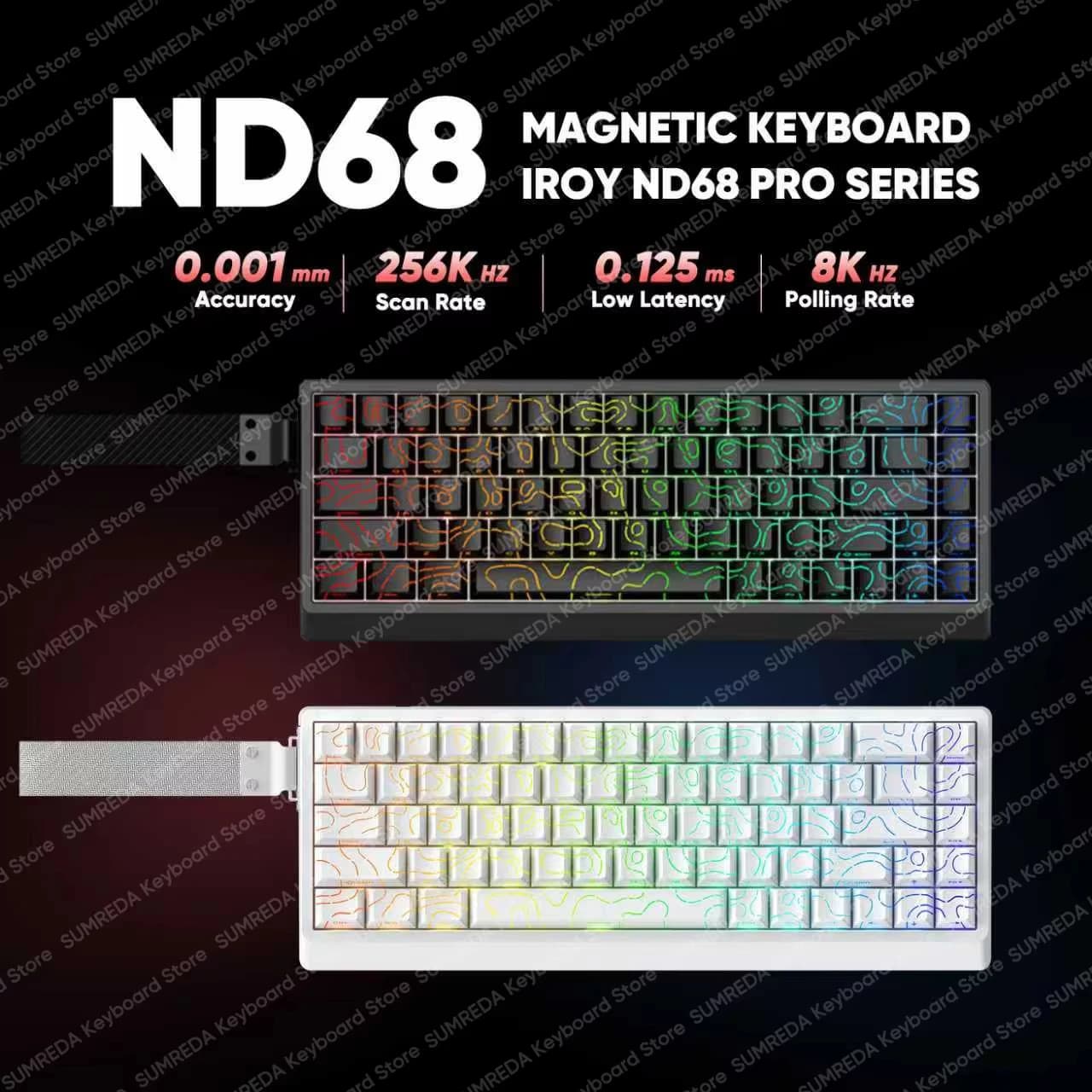 IROK ND68 Pro Gaming Tastiera meccanica 68% layout Interruttore magnetico Effetto Hall 8K RT0.001mm RGB GASKET Tastiera da gioco cablata