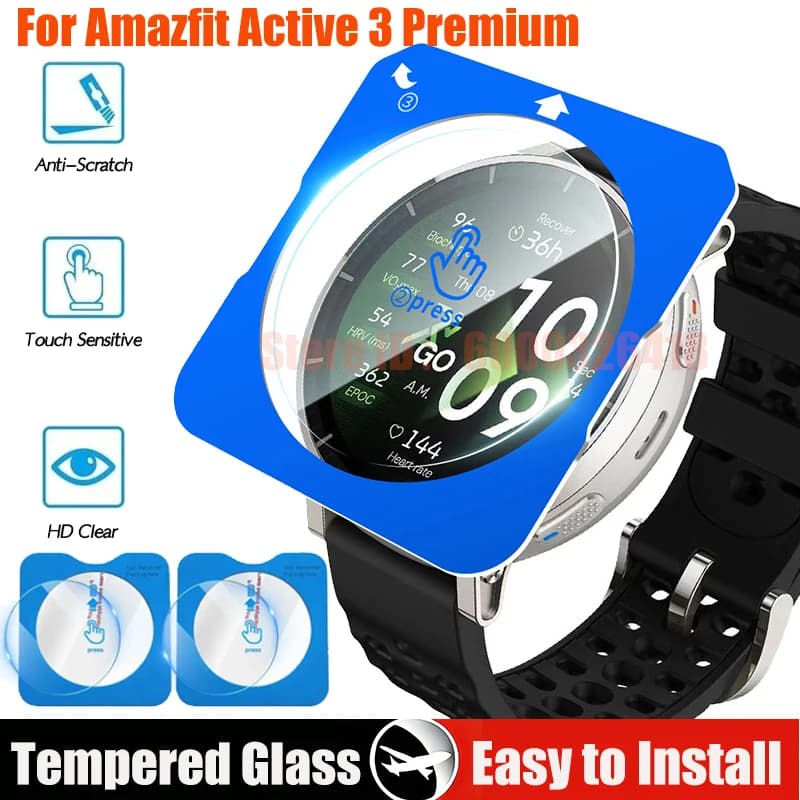 Vetro temperato facile da installare per Amazfit Active 3 Pellicola protettiva antigraffio per Amazfit Active 3