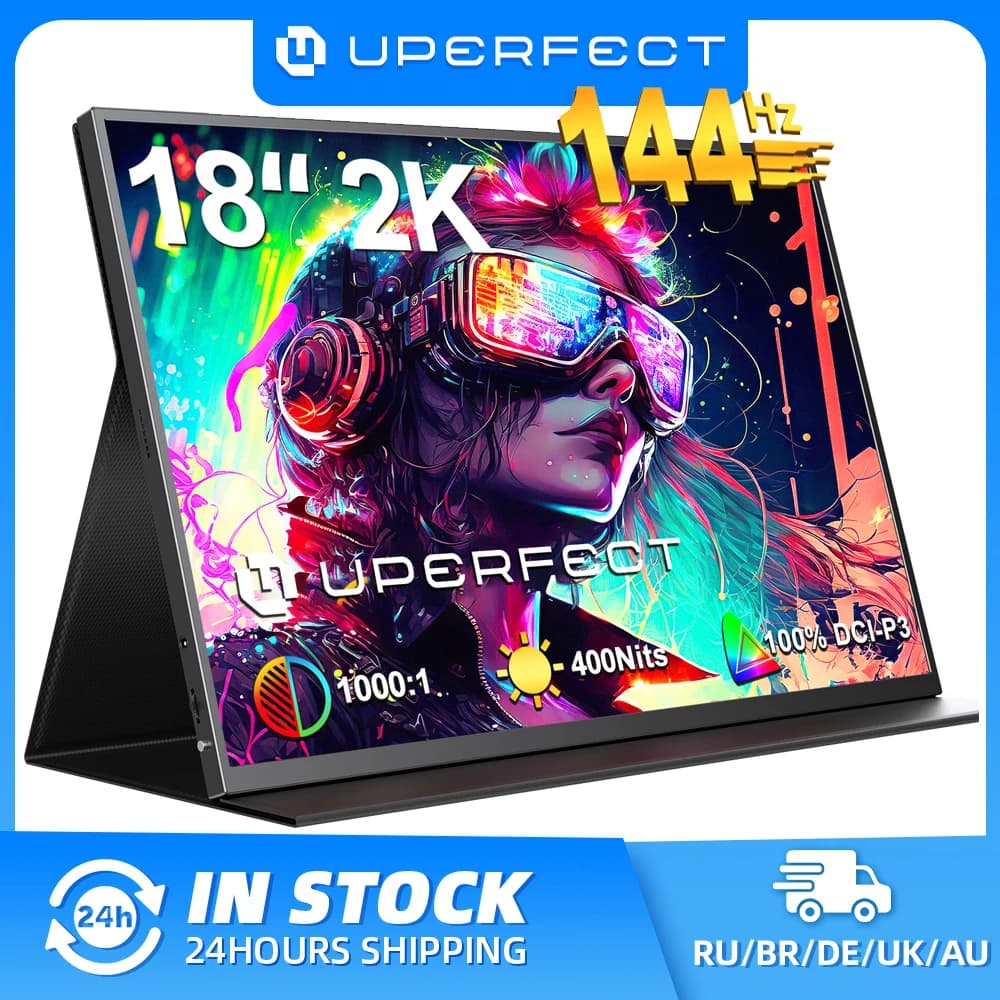 UPERFECT UGame B118 Monitor da gioco portatile 2K 144Hz 100% DCI-P3 FreeSync HDR Display per computer HDMI USB C IPS Schermo per PC Laptop Telefono Xbox PS4/5 Switch