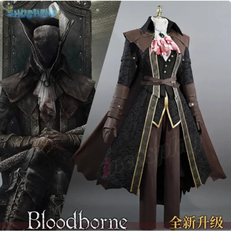 Gioco Bloodborne Cosplay Lady Maria cacciatore Astral Clocktower Costume Cappotto mantello cappello copriscarpe guanti Uomo Donna Uniforme di Halloween