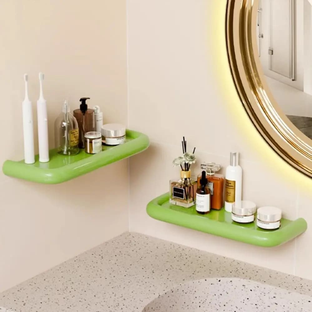 Dopamine Bathroom Storage Shelf Free Punch Sturdy Wall Hanging Storage Rack Drainable Durable Toiletries Organizer Home