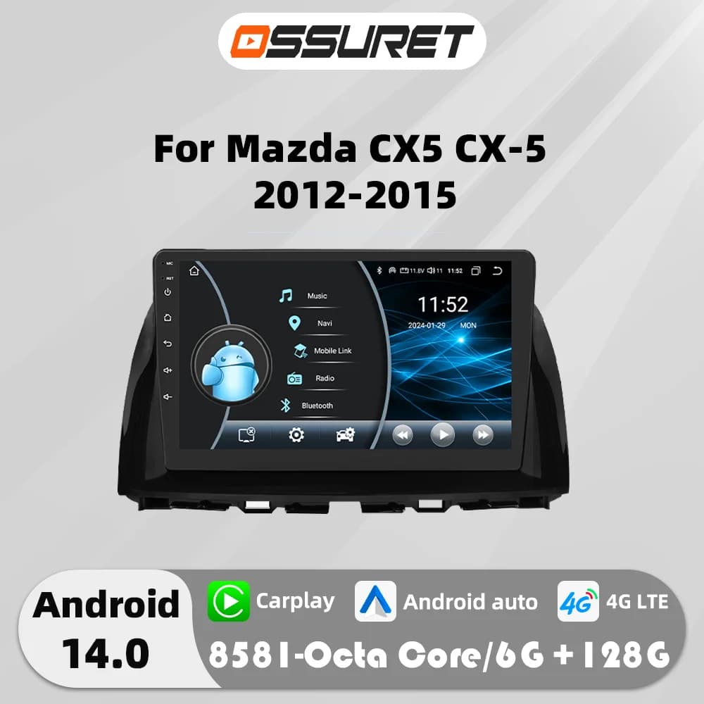 Android 13 Per Mazda CX5 CX-5 2012-2015 Autoradio lettore multimediale GPS navi Stereo 4G 8Core Autoradio 2din Touch screen Audio